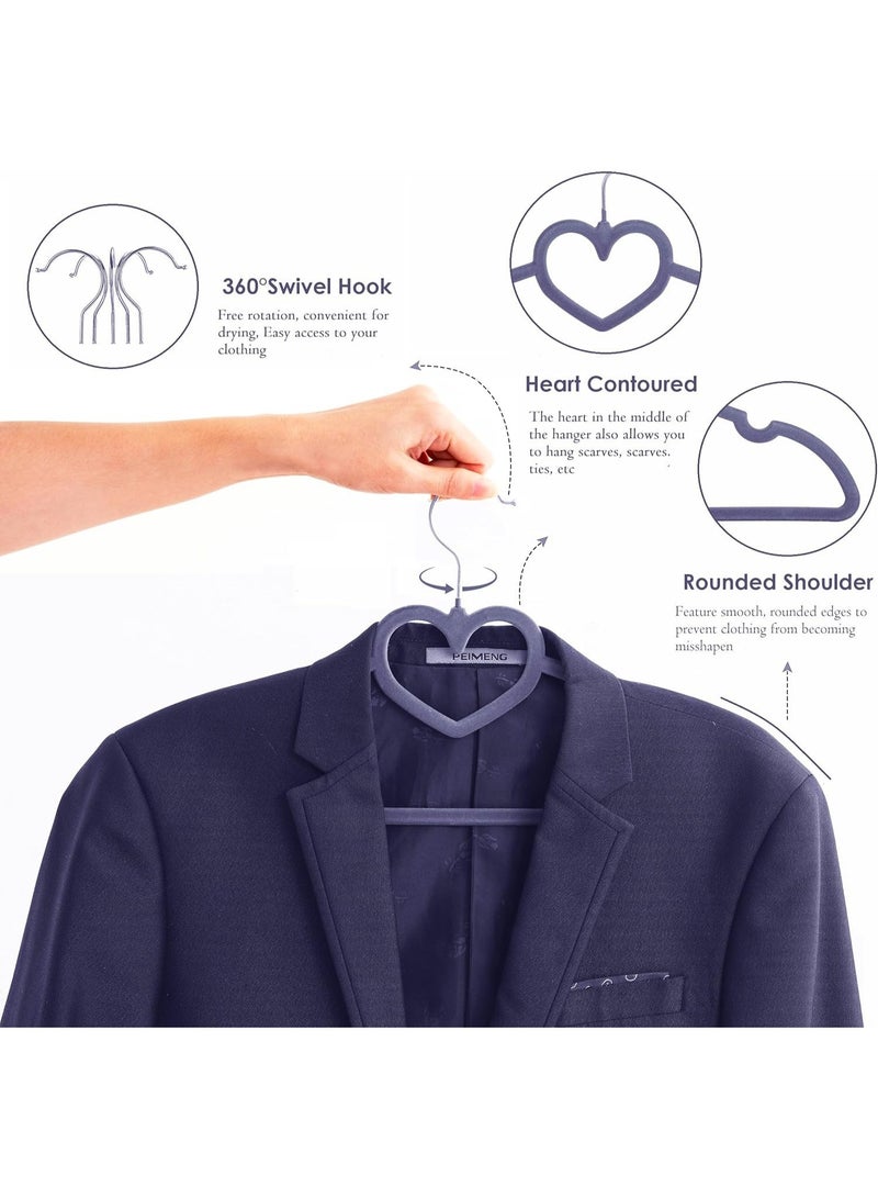 هابي هوم مجموعة 20 شماعة مخملية مانعة للانزلاق – شماعات ملابس متينة بسطح مخملي ناعم لحماية الملابس، خطاف دوار 360 درجة لتعليق سهل ومرن – شماعات للبدلات والفساتين والقمصان والبنطلونات – لون رمادى أنيق لتنظيم وترتيب الدولاب - Image 4